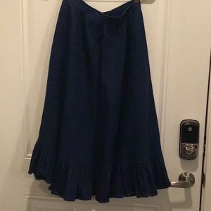 Circle T by Marilyn Lennox Western-ware  1970's Blue Denim Flared Ruffled Skirt